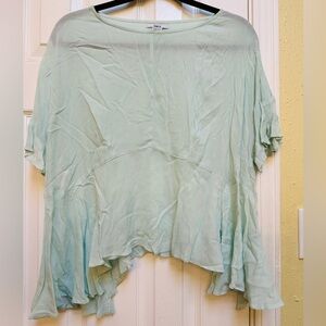 Bar III Pale Mint Draped Short-Sleeve Blouse